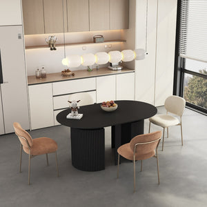 English Elm Extendable Wood Console Dining Table Seats Ten Open Leg Design for Home or Office Black W1321S00055