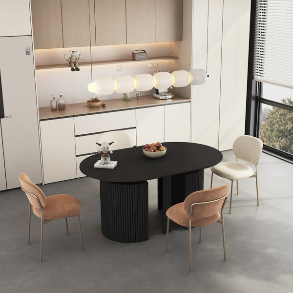 English Elm Extendable Wood Console Dining Table Seats Ten Open Leg Design for Home or Office Black W1321S00055