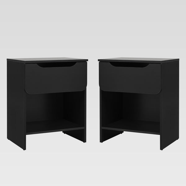 Simple Modern 1-Drawer Nightstand - Set of 2 Black DOMB4CBLC-2PK Walker Edison