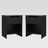 Simple Modern 1-Drawer Nightstand - Set of 2 Black DOMB4CBLC-2PK Walker Edison