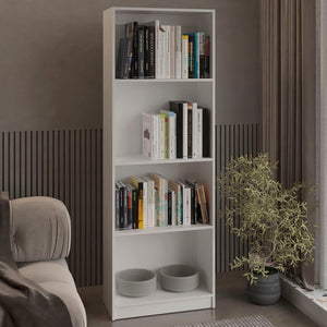 English Elm White Tier Storage Shelves Bookcase with 4 Spacious Shelves, 71.1" Tall White Finish for Home Decor B062P175156