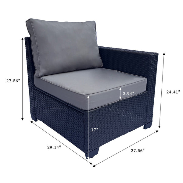 English Elm Outdoor 7-Piece Pe Rattan Patio Furniture Set With Cushions & Coffee Table For Stylish Relaxation W213S00046-GIGA