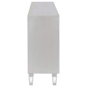 English Elm Gabrielle Silver Mirrored 3-Drawer Accent Cabinet with Two-Tier Display, Bright Reflective Storage Elegance B062P328633