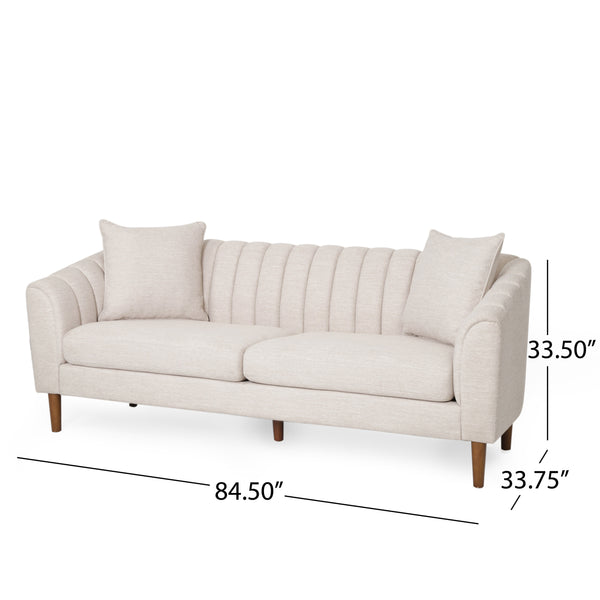 English Elm Christopher Knight Home® - 66957.00Abge_66957.00Bbge Elegant 3-Seater Sofa With Plush Beige Fabric, Accent Pillows & Modern Design N771P202526M_N771P202529M