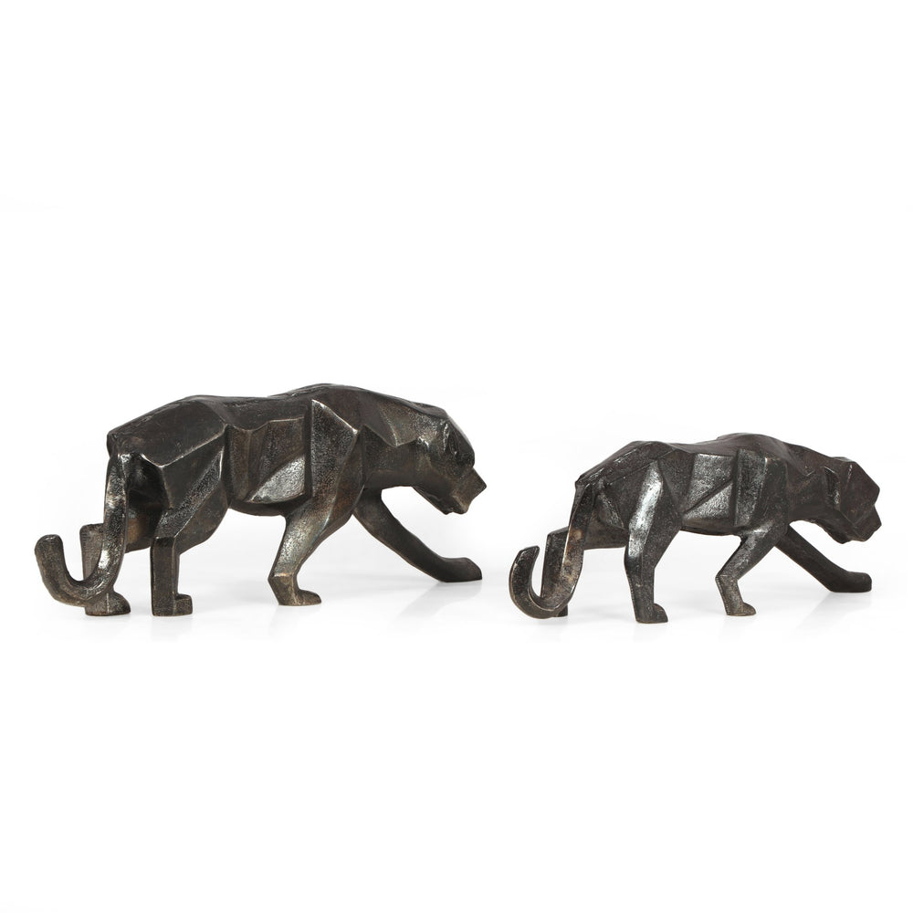 English Elm Christopher Knight Home® - Leopard Handcrafted Aluminum Figurine Set of 2 — Black Charcoal Crouching Design, Geometric Sleek Decor 71647.00
