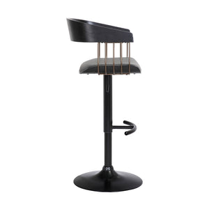 English Elm Larisa Adjustable Swivel Barstool Gray Faux Leather Seat Industrial Metal Frame B2736P464844