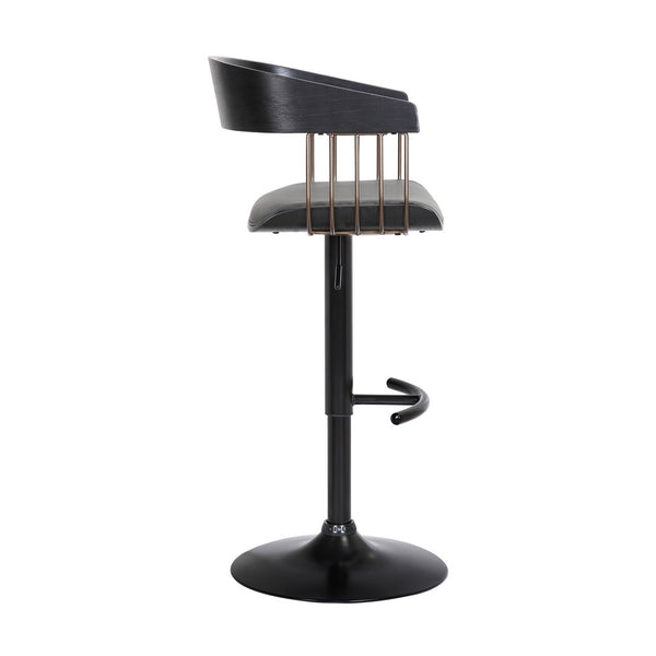 English Elm Larisa Adjustable Swivel Barstool Gray Faux Leather Seat Industrial Metal Frame B2736P464844