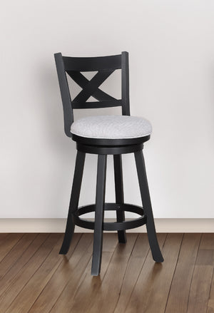 English Elm 2Pc Modern Swivel Pub Stools - Comfortable Counter Height Chairs With Dove Fabric & Black Legs B011P262368