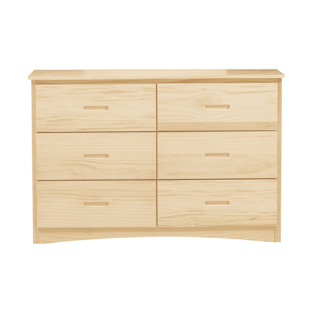 English Elm Transitional Six Drawer Pine Wood Dresser Compact Bedroom Storage Streamlined Design B011P473682