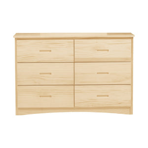 English Elm Transitional Six Drawer Pine Wood Dresser Compact Bedroom Storage Streamlined Design B011P473682