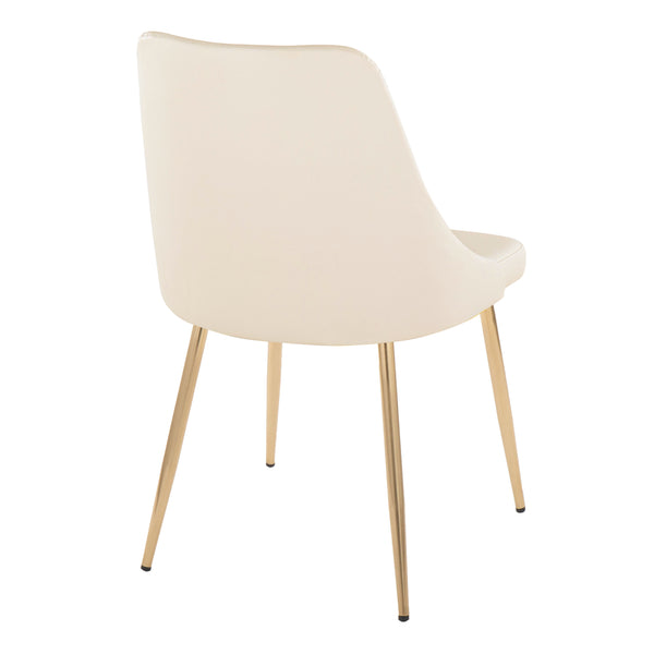 English Elm Giovanni Contemporary Accent/Dining Chair Set Of 2 In Luxurious Cream Faux Leather & Gold Metal B202P223572