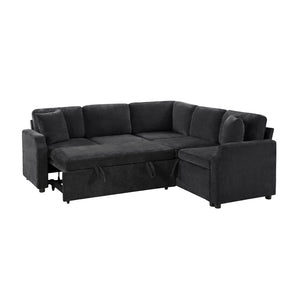 English Elm Sectional L-Shaped Sofa Bed With Storage & Guest Sleeper - Modern Chenille Upholstered Comfort N719S002070B-GIGA