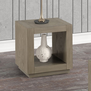 English Elm 1pc Square End Table with Open Bottom Shelf and Plinth Base, Contemporary Natural Finish Accent Piece Natural 31 L x 24 W x 16 H B2741P395384