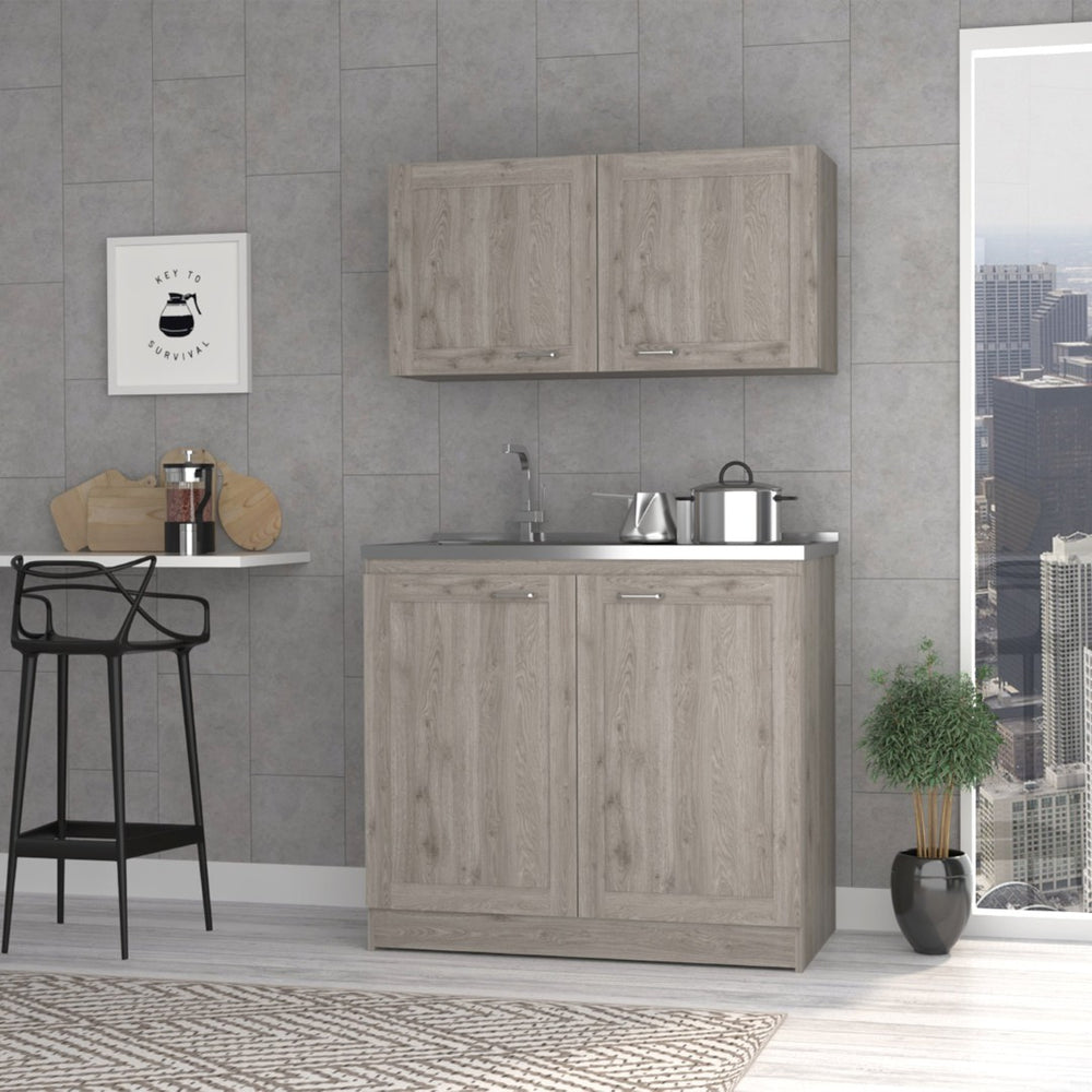English Elm Perseus Two Piece White Cabinet Set for Kitchen Laundry or Utility Storage B128S00220