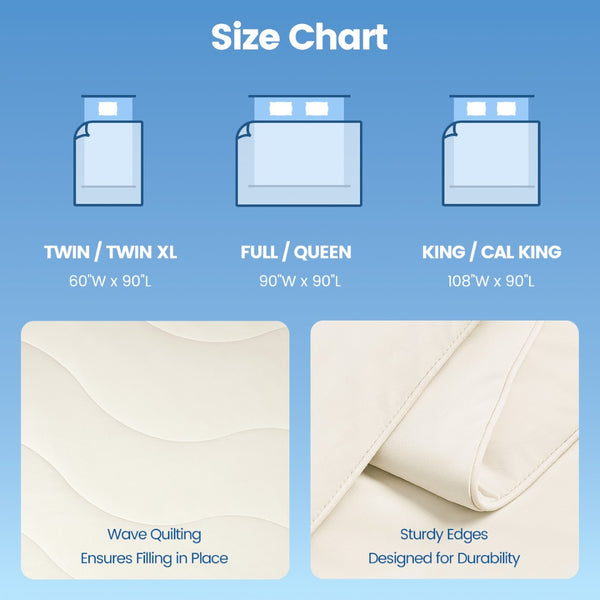 English Elm 1-piece Queen Cooling Comforter Nylon Spandex Shell Wave Quilted Breathable Lightweight Fill Ivory B035P408405