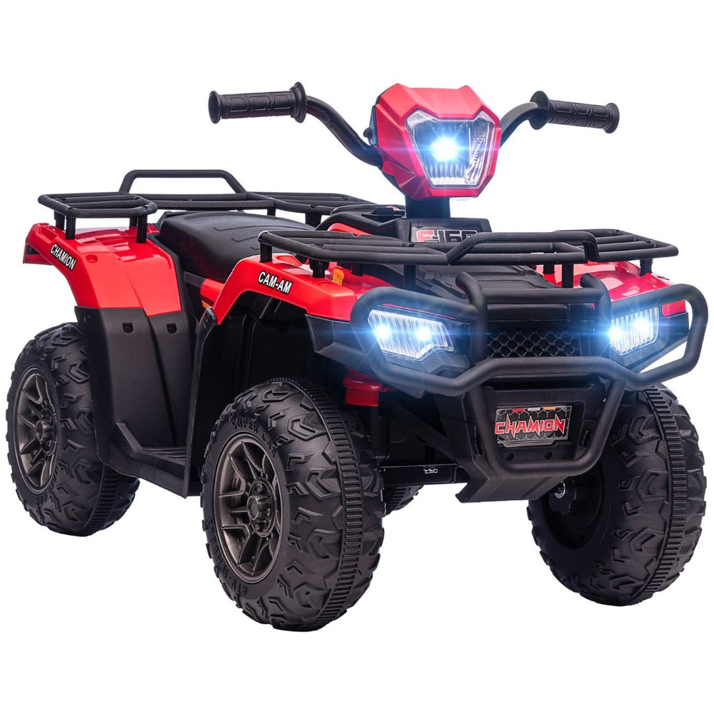 English Elm Aosom 12v Kids Battery Powered Atv Quad with Led Lights Music Usb Treaded Tires W2225P249796