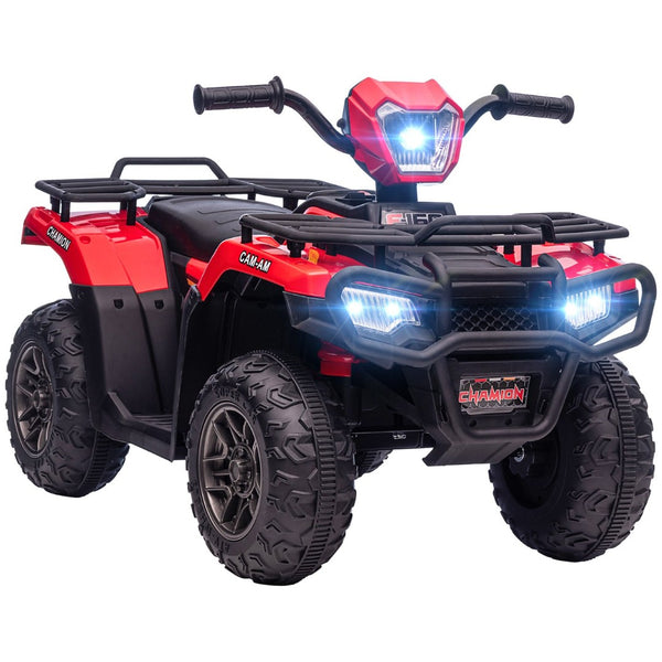 English Elm Aosom 12v Kids Battery Powered Atv Quad with Led Lights Music Usb Treaded Tires W2225P249796