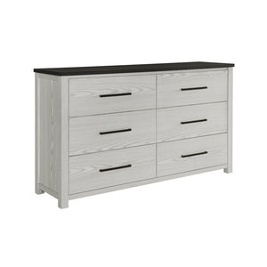 English Elm Avery Solid Wood Chest with Dark Brown Top, Spacious Drawers, Black Bar Handles, Block Feet and Style Beige 64.76 L x 20.47 W x 42.13 H B201P390580