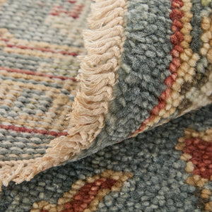 Feizy Rugs Carrington Hand Knotted Premium Wool Rug With Traditional Oushak Motifs And Elegant Fringe Accents Blue,Red,Gold Wool 9826499fblurste50