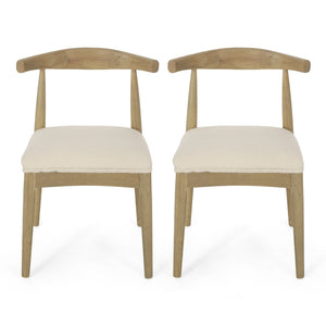 English Elm Christopher Knight Home® - DINING Chair Set of 2 Mid-Century Upholstered Rubberwood Dining Chairs with Tapered Legs and Open Backrest Ivory N771P266173Y