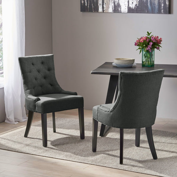 English Elm Christopher Knight Home® - Cheney Dining Chairs Set Of 2 - Contemporary Comfort With Diamond-Tufted Back And Tapered Legs 54181.00FDGRY