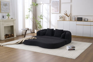 English Elm (old Sku W2231p392100) Chenille Sleeper Sofa Foldable Convertible Loveseat with Four Pillows Black W2231P466738