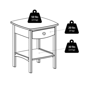 Winsome Wood Claire Curved Nightstand - Elegant Accent Table With Drawer, Natural Wood Finish For Any Home Decor Natural Solid ,Composite Wood 82218-winsome-wood