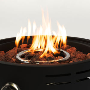 English Elm 15" Propane Tabletop Fire Pit 40,000BTU Steel Round with Lava Rocks, Quick-Connect Regulator & Lid W853P232639