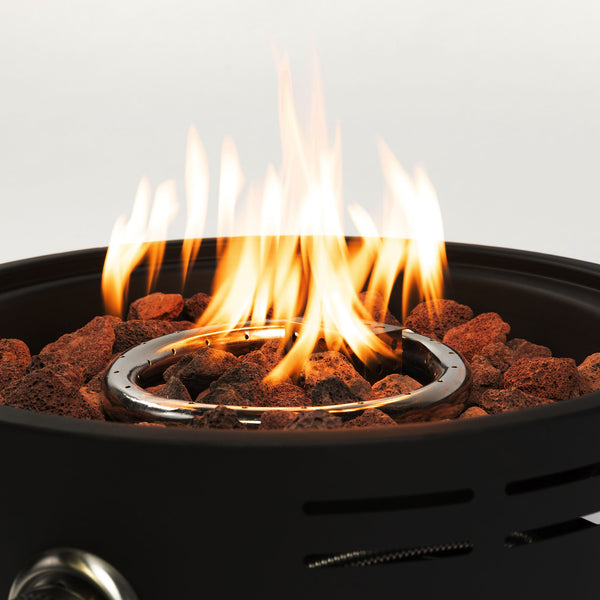 English Elm 15" Propane Tabletop Fire Pit 40,000BTU Steel Round with Lava Rocks, Quick-Connect Regulator & Lid W853P232639