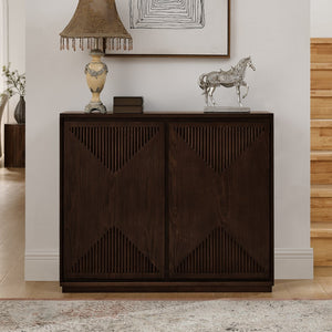 English Elm Mid Century Modern V-Shape Storage Cabinet - Stylish Buffet With Versatile Use For Home & Office Spaces W1801P362146