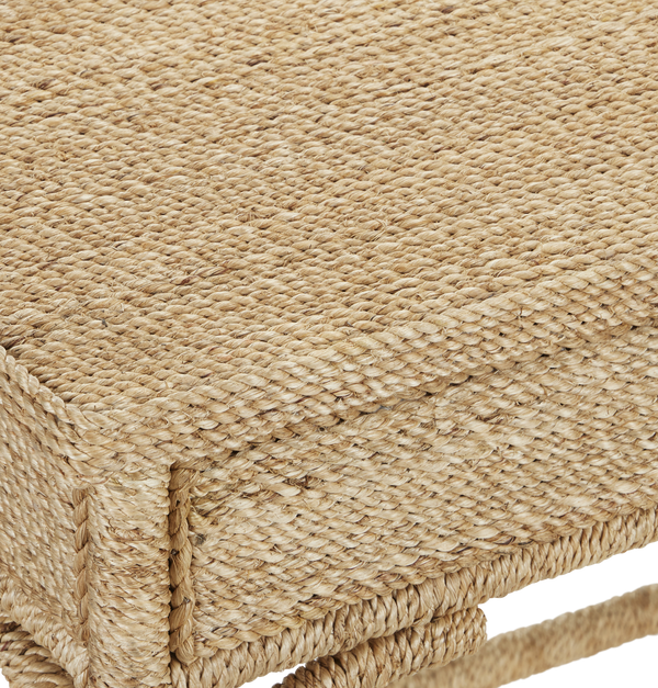 Olisa Rope Desk: Elegant Braided Abaca Design for Stylish Home or Office, 30.5" Height, Glass Top