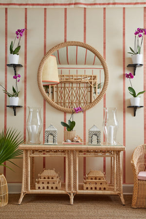 Chelsea House Dunmore Oversized Round Wicker Mirror 47" — Handwoven Rattan Frame, Lightweight Coastal Boho Focal Point 82227830