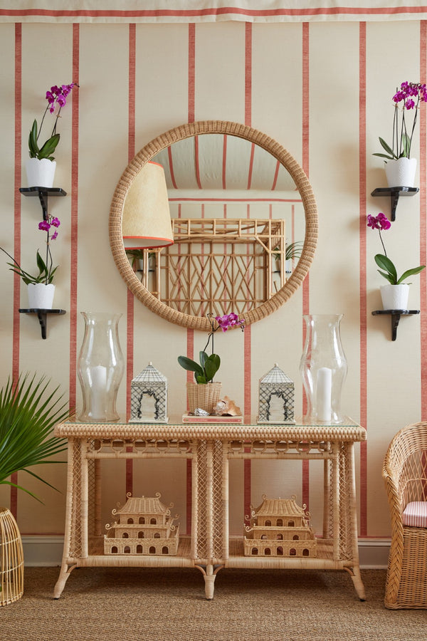 Chelsea House Dunmore Oversized Round Wicker Mirror 47" — Handwoven Rattan Frame, Lightweight Coastal Boho Focal Point 82227830