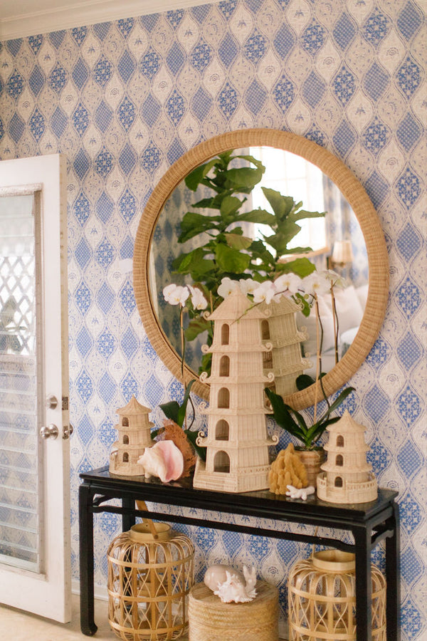 Chelsea House Dunmore Oversized Round Wicker Mirror 47" — Handwoven Rattan Frame, Lightweight Coastal Boho Focal Point 82227830