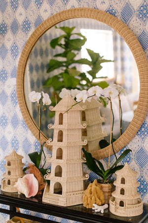 Chelsea House Dunmore Oversized Round Wicker Mirror 47" — Handwoven Rattan Frame, Lightweight Coastal Boho Focal Point 82227830