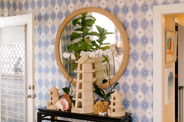 Chelsea House Dunmore Oversized Round Wicker Mirror 47" — Handwoven Rattan Frame, Lightweight Coastal Boho Focal Point 82227830