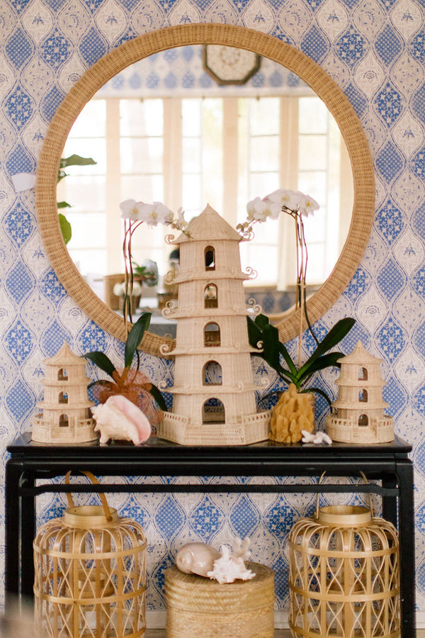 Chelsea House Dunmore Oversized Round Wicker Mirror 47" — Handwoven Rattan Frame, Lightweight Coastal Boho Focal Point 82227830