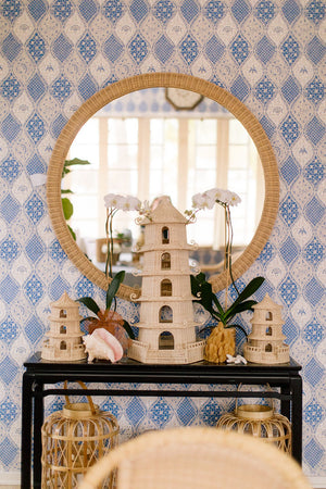 Chelsea House Dunmore Oversized Round Wicker Mirror 47" — Handwoven Rattan Frame, Lightweight Coastal Boho Focal Point 82227830