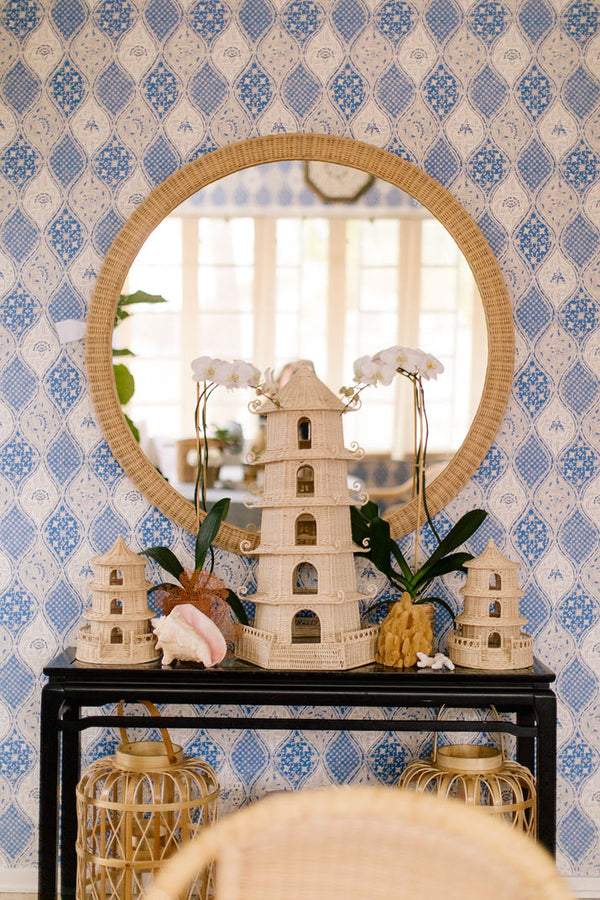 Chelsea House Dunmore Oversized Round Wicker Mirror 47" — Handwoven Rattan Frame, Lightweight Coastal Boho Focal Point 82227830