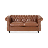 Christopher Knight Home® - Noble House - Silverdale Traditional Chesterfield Loveseat, Cognac Brown and Dark Brown