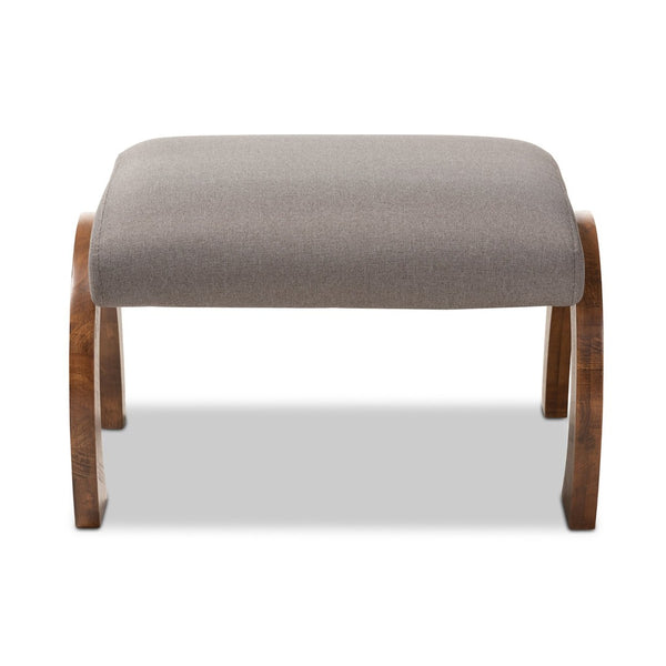 Baxton Studio Baxton Studio Sandrine Modern Grey Fabric Ottoman with Walnut Legs – Stylish Accent for Any Space BBT5318-Grey