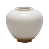 Lilys 10" Off White Ceramic Vase Round With Unglazed Base 8223-7