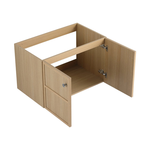English Elm 30" Oak Wall-Mounted Bathroom Vanity with Ceramic Sink, 2 Soft-Closing Doors, Plywood Build, Space-Saving Design W1972S00022