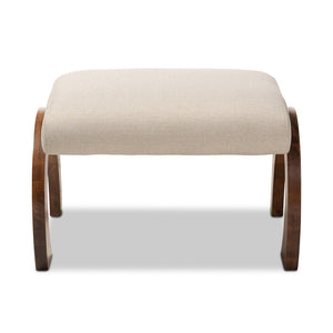 Baxton Studio Baxton Studio Sandrine Modern Light Beige Ottoman with Walnut Legs - Stylish, Compact & Versatile BBT5318-Light Beige