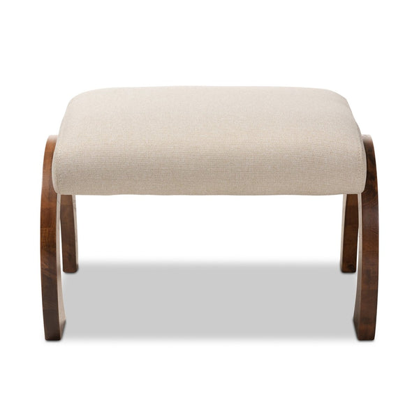 Baxton Studio Baxton Studio Sandrine Modern Light Beige Ottoman with Walnut Legs - Stylish, Compact & Versatile BBT5318-Light Beige