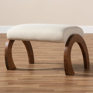 Baxton Studio Baxton Studio Sandrine Modern Light Beige Ottoman with Walnut Legs - Stylish, Compact & Versatile BBT5318-Light Beige