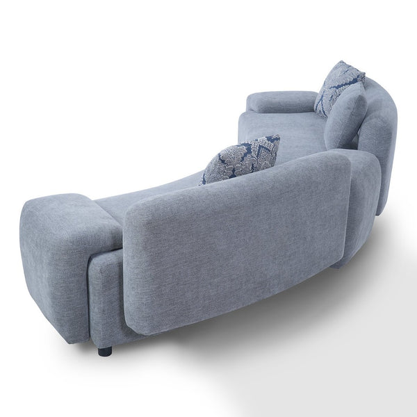 English Elm 122" Curved Sofa Off-white Fabric Four Seat Modern Living Room Couch with Damask Pillows Grey N758T030405E