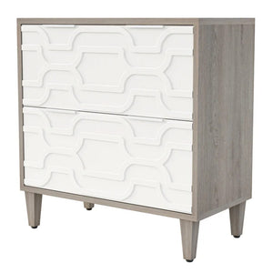 English Elm 2-drawer File Cabinet with Reinforced Top White Grey Modern Home Office Storage T3971P451241