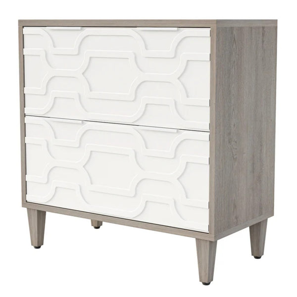 English Elm 2-drawer File Cabinet with Reinforced Top White Grey Modern Home Office Storage T3971P451241