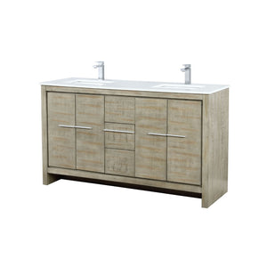 English Elm Rustic Acacia Double Bath Vanity 60" W X 20" D With Durable Cultured Marble Top & Chrome Faucet Set B2731P259459-GIGA